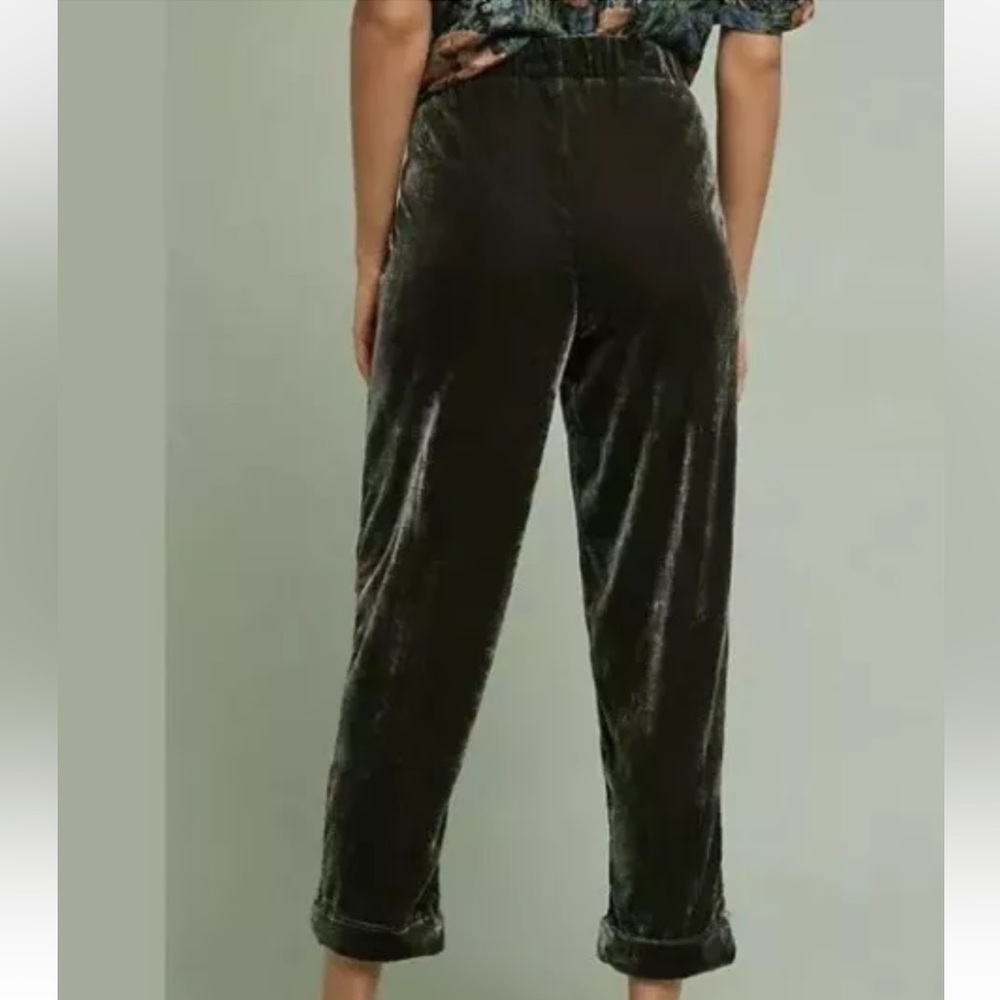 ett:twa Anthro velvet pocketed cuff trouser pants taupe S - Picture 7 of 11